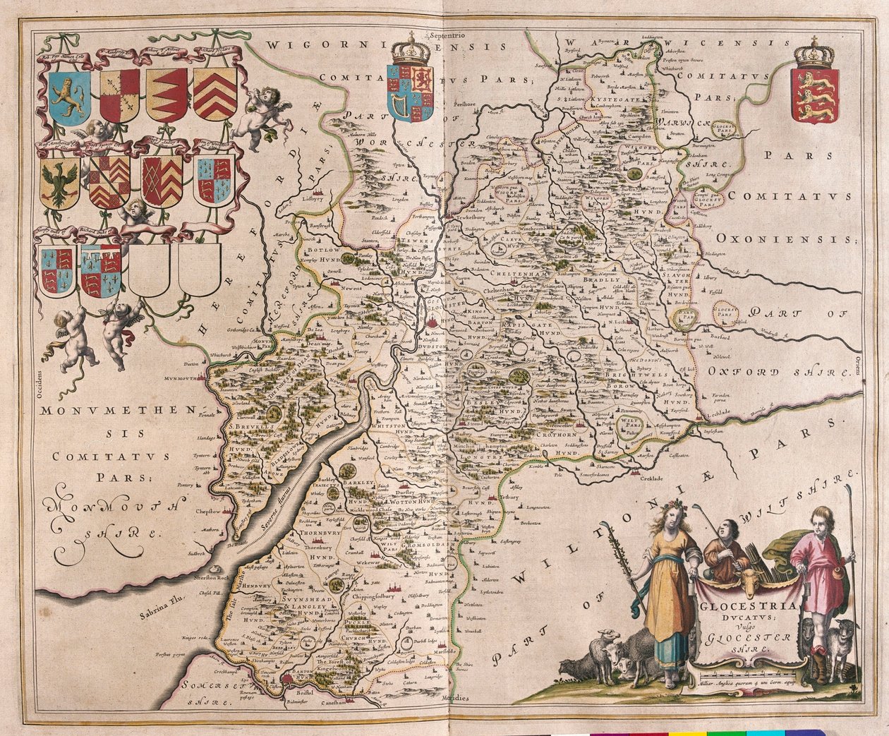 غلوتشيستر، في "Theatrum Orbis Terrarum, sive Atlas Novus" لويليم بلاو، أمستردام بواسطة ويليم بلاو