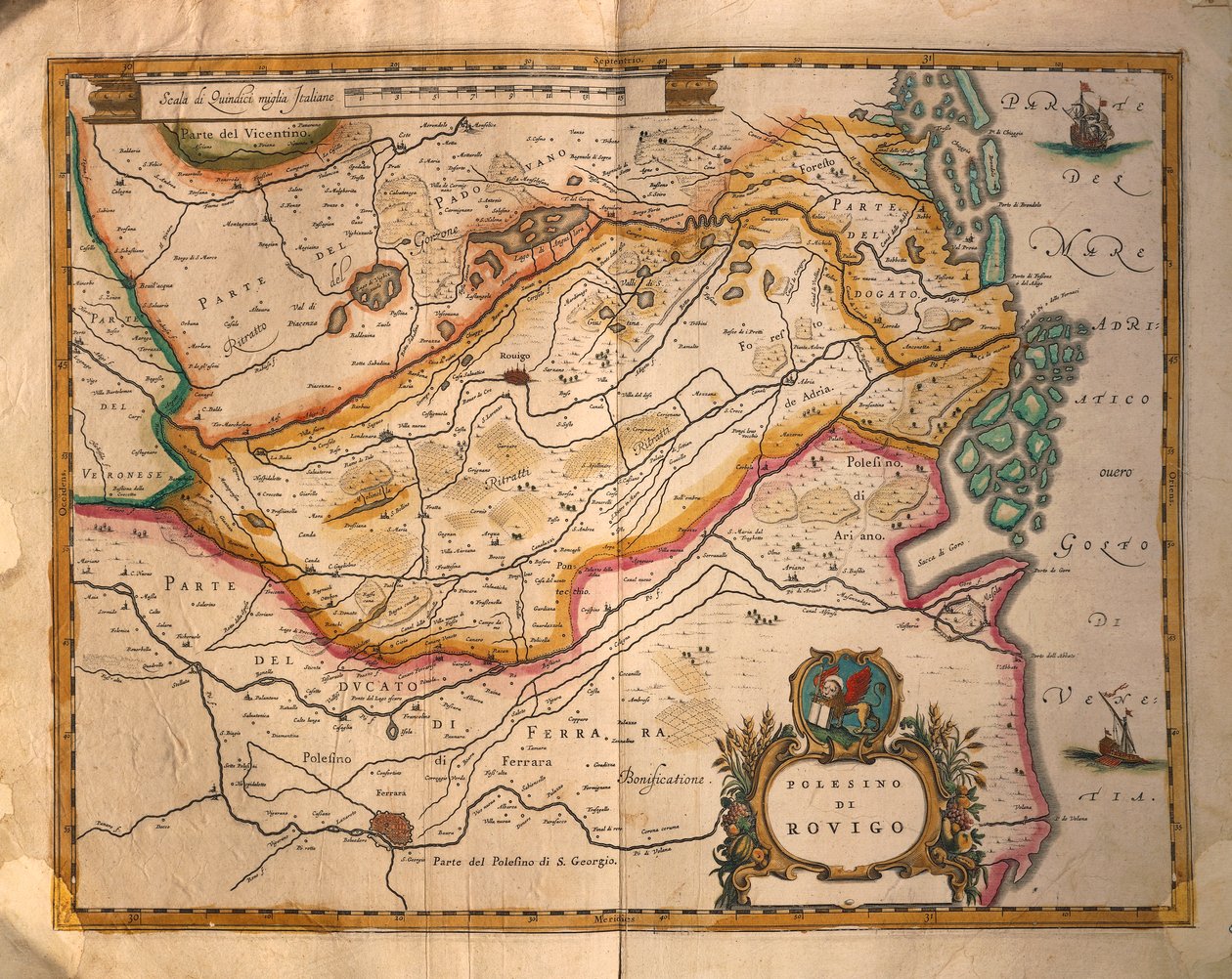 خريطة روفيغو ، إيطاليا ، والمناطق المحيطة بها ، من Regionum Italiae بواسطة Willem Blaeu بواسطة ويليم بلاو