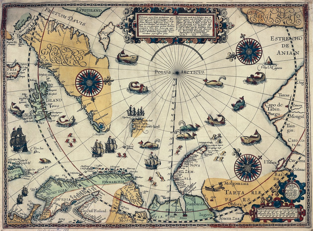 خريطة المناطق القطبية ، رسمها رسام الخرائط الهولندي ويليم جانزون بلاو (1571-1638) بواسطة ويليم بلاو
