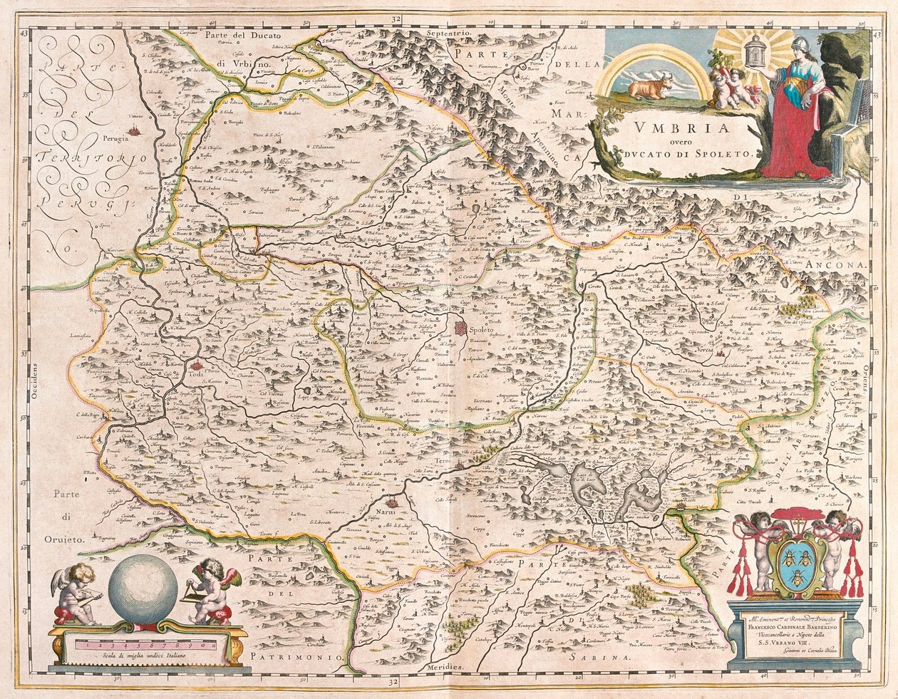 أومبريا، إيطاليا، في كتاب "Theatrum Orbis Terrarum, sive Atlas Novus" لويليم بلاو، أمستردام بواسطة ويليم بلاو