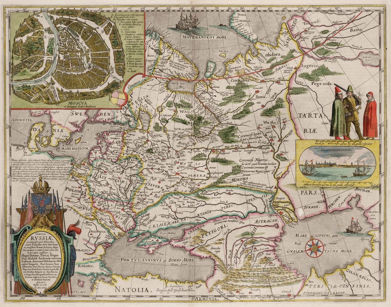 خريطة روسيا وموسكو من: Theatrum Orbis Terrarum ... ، 1645 بواسطة فيليم جانزون بلاو