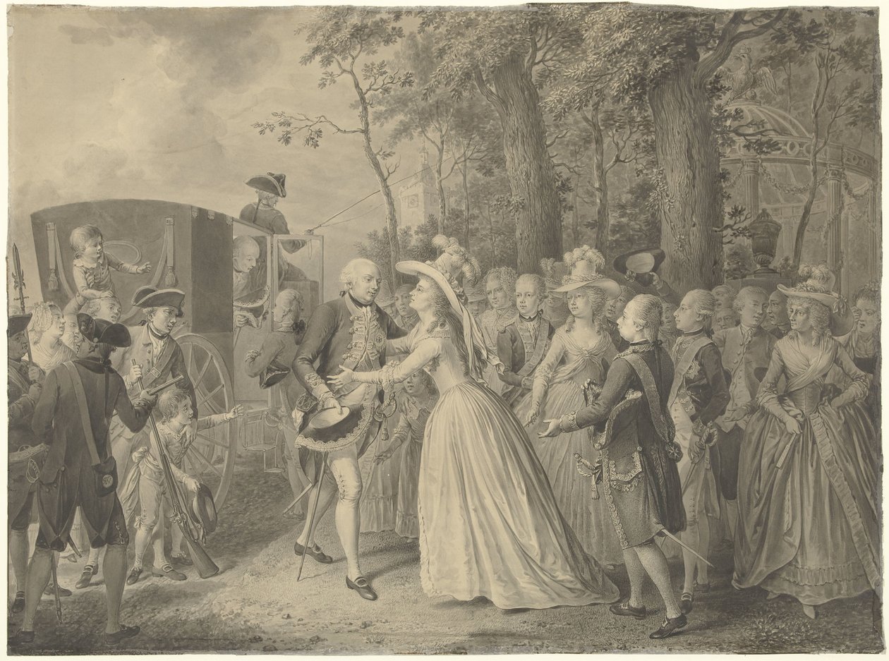 لقاء الأميرة فيلهلمينا مع شقيقها الملك فريدريك الثالث ملك بروسيا في كليفز ، 1788 بواسطة فيليم جوزيف لاكي