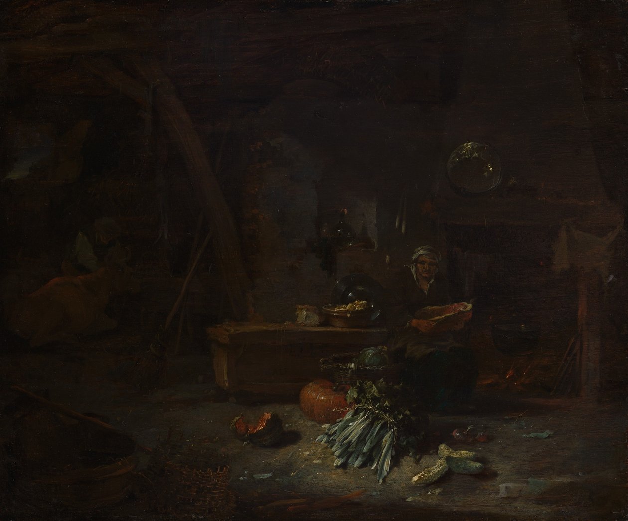 داخل المطبخ ، كاليفورنيا. 1642-44. بواسطة فيليم كالف