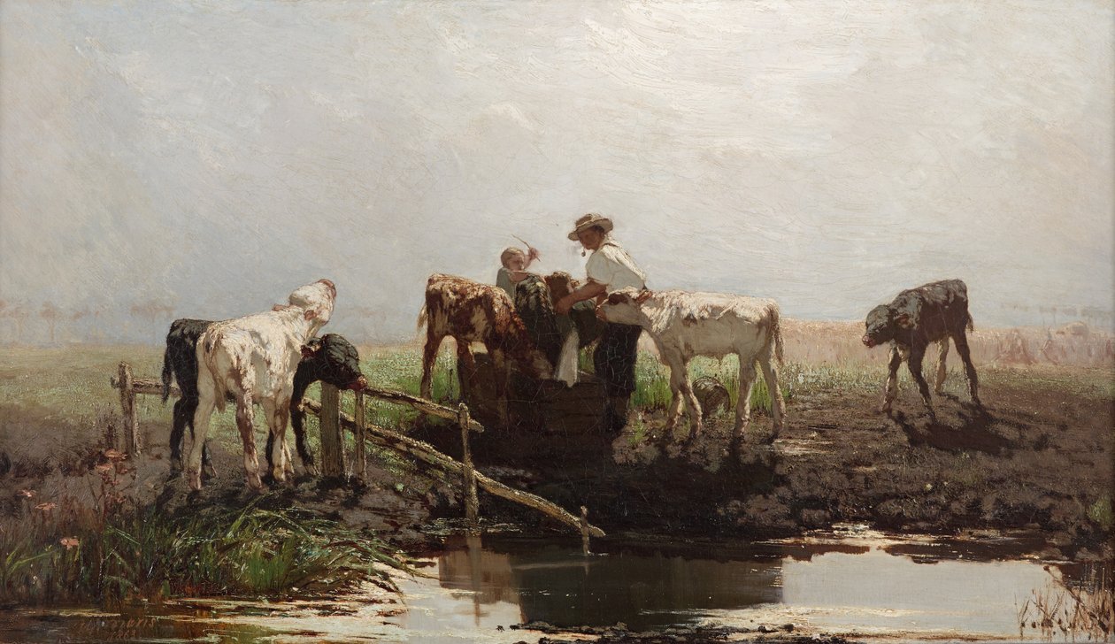العجول في بركة ، 1863 بواسطة فيليم ماريس
