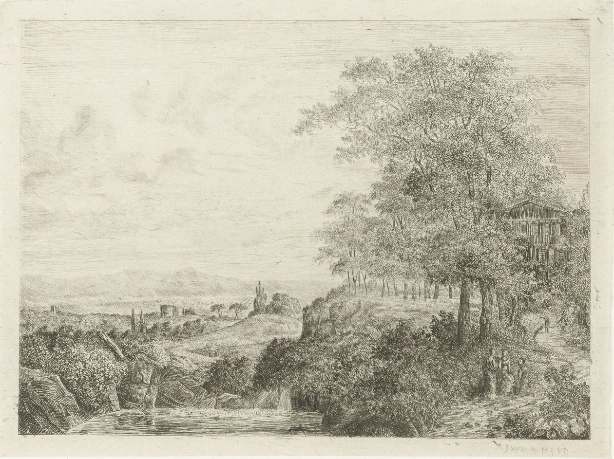 المناظر الطبيعية الجنوبية مع المعبد والأشكال بواسطة ويليم ماتياس جان فان ديلين