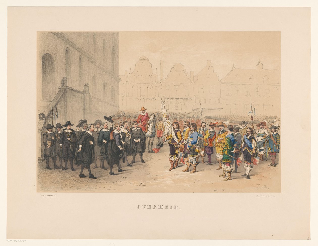 المجموعة الثالثة من أوترخت تنكر في عام 1856 الحكومة (العنوان على الكائن) وطننا في منتصف القرن السابع عشر ، قدمه هـ. الطلاب ، أعضاء موتوا فيدس ، في الاحتفال بالذكرى 220 لمدرسة أوتريختشي هوغ ، 25 يونيو بواسطة فيليم بيتر هوفينار