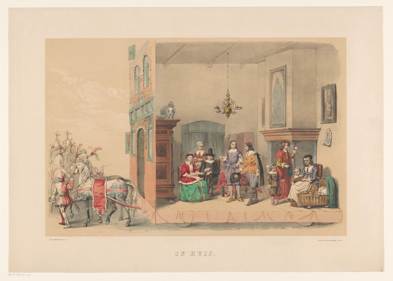 المجموعة الثانية من أوترخت تنكر في عام 1856 في المنزل (العنوان على الكائن) وطننا في منتصف القرن السابع عشر ، قدمه هـ. الطلاب ، أعضاء موتوا فيدس ، في الاحتفال بالذكرى 220 لمدرسة أوتريختشي هوغ ، 25 يونيو بواسطة فيليم بيتر هوفينار