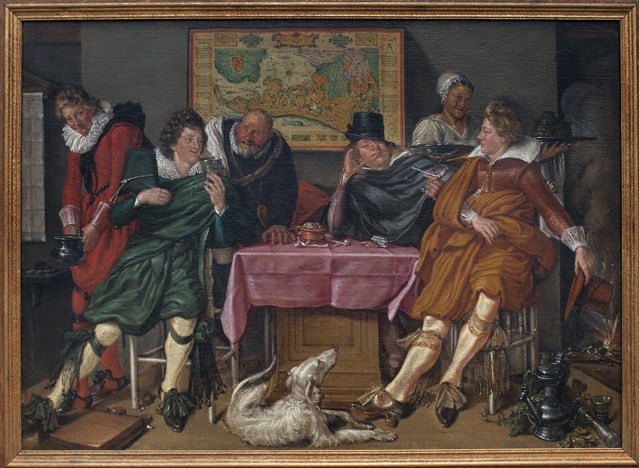 شركة سعيدة. لوحة لويليم بيترس بويتيويتش (1591 أو 1592-1624) ، زيت على قماش ، حوالي 1620. الفن الهولندي بواسطة فيليم بيتيرز Buytewech