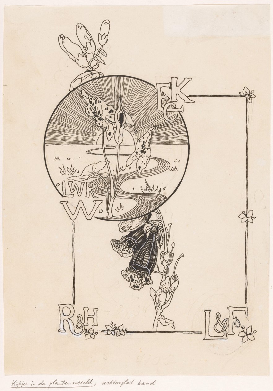 تصميم التجليد لـ: Knappert, Emilie C.، مناظر في عالم النبات، 1893 بواسطة لودفيج ويليم ريميرت وينكباخ