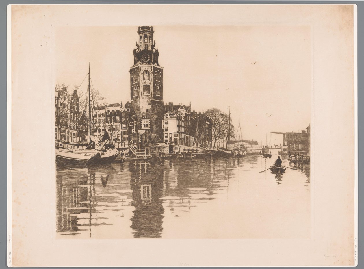 منظر لـ Montelbaanstoren في أمستردام Oude Schans مع Montelbaanstoren وقارب التجديف (العنوان الأصلي) بواسطة ويليم أرنولدوس ويتسن