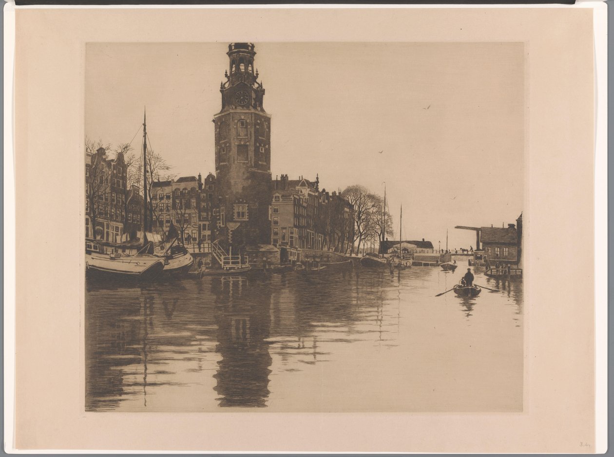منظر لـ Montelbaanstoren في أمستردام Oude Schans مع Montelbaanstoren وقارب التجديف (العنوان الأصلي) بواسطة ويليم أرنولدوس ويتسن