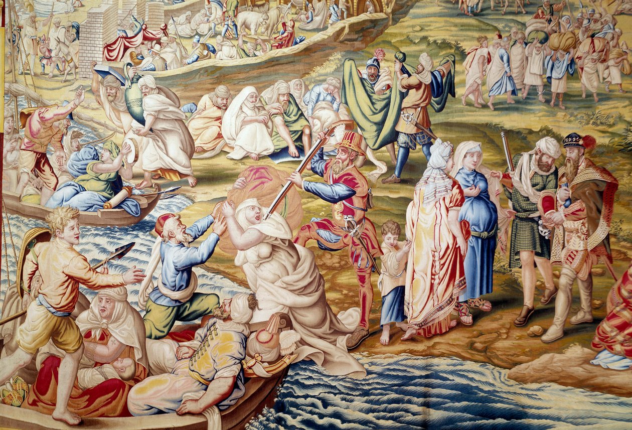 غزو الإمبراطور شارل الخامس لتونس: العنف الذي مارسته القوات الإسبانية على النساء عام 1535 (نسيج) بواسطة ويليم دي بانميكر