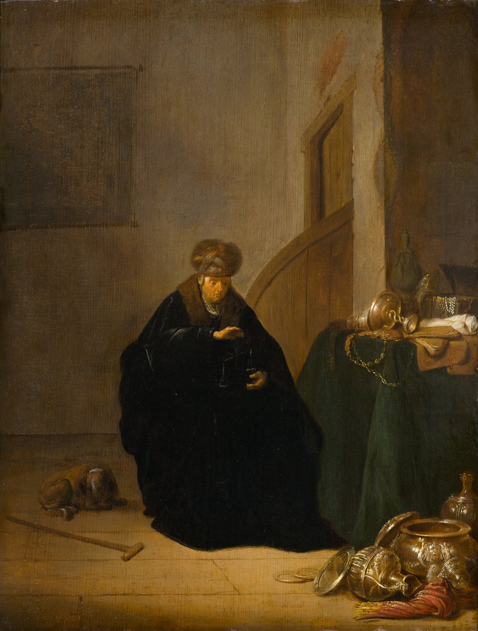 The Gold Weigher ، 1635-1640 (زيت على لوح) بواسطة ويليم دي بورتر