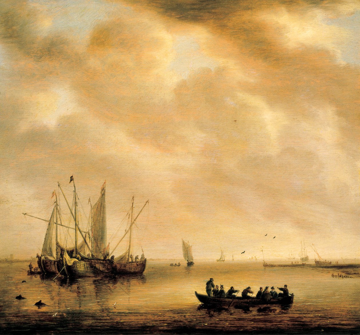 "المناظر البحرية". لوحة لويليم فان ديست (1610-1673) بواسطة ويليم فان ديست