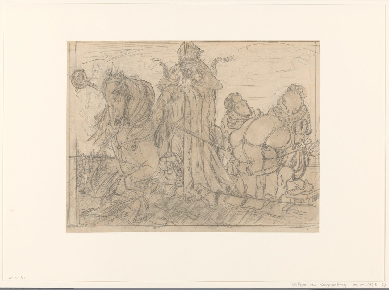Sinterklaas مع اثنين من Piets على السطح بواسطة Willem van Konijnenburg