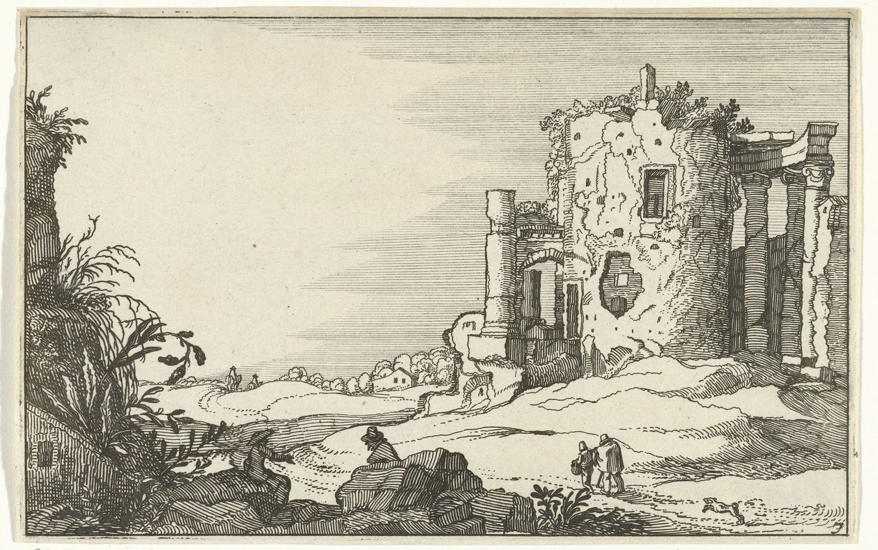 خراب معبد محاط بالأعمدة الآثار الرومانية والمناظر الطبيعية الساحلية (السلسلة 1) (عنوان السلسلة) بواسطة ويليم فان نيولانت (الثاني)