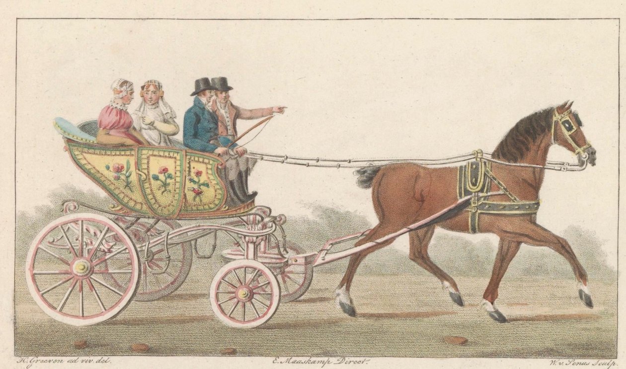 سيارة لعبة زان ، 1824 A Noord-Hollandsch Speelwagentje aan de Zaan / Voiture de plaisance ، dite Speelwagentje au Zaan (العنوان على الكائن) بواسطة ويليم فان سينوس
