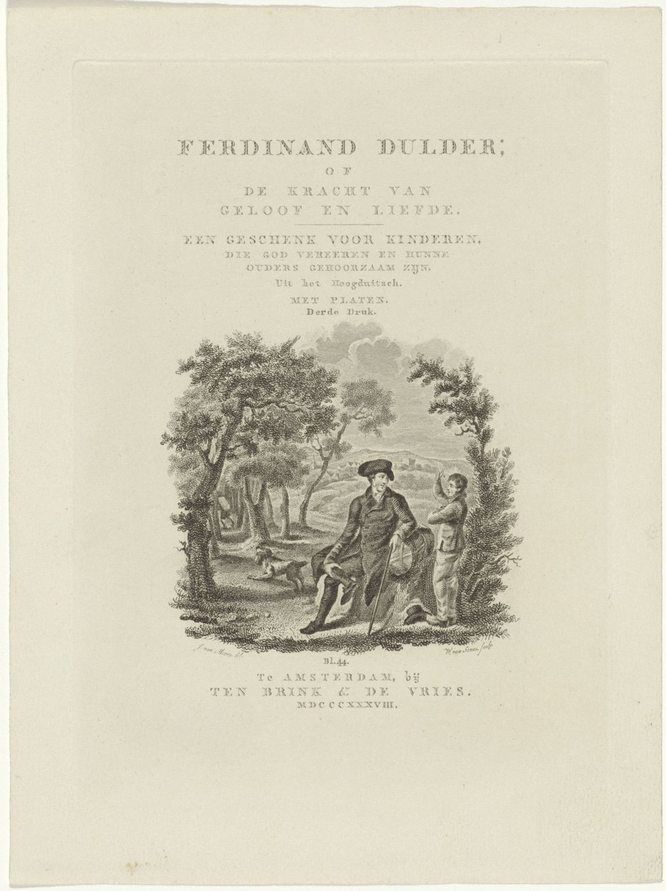 مسافر جالس وصبي في منظر طبيعي صفحة العنوان لـ: J.G. توبلر ، فرديناند دولدر 1838 بواسطة ويليم فان سينوس
