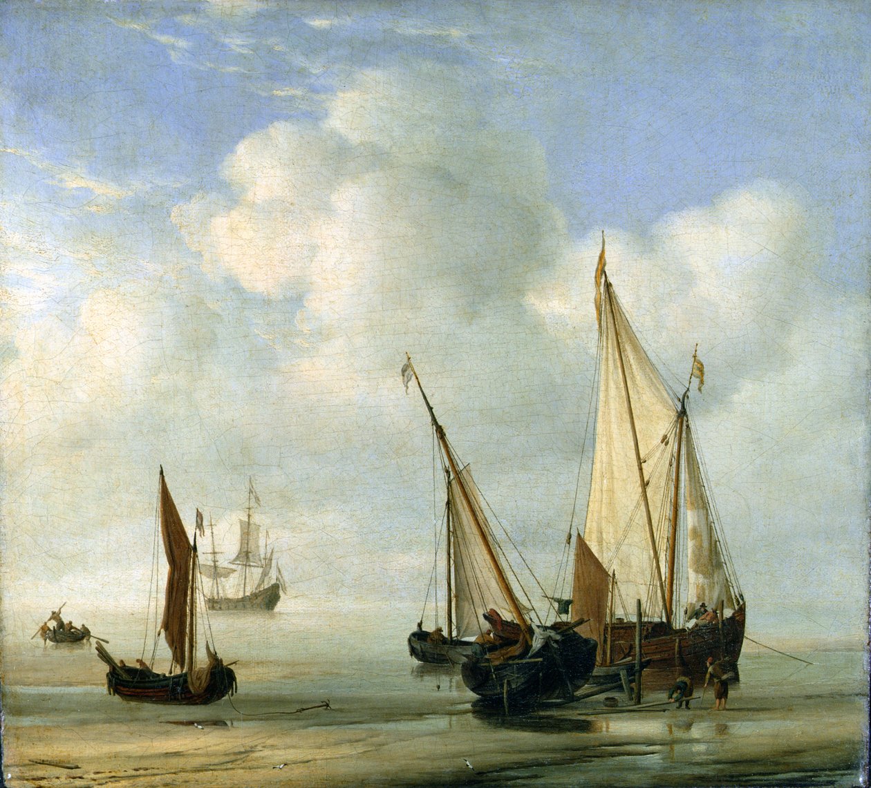 بحر الهدوء. حوالي 1650 (زيت على قماش موضوع على لوح) بواسطة ويليم فان دي الأصغر فيلدي