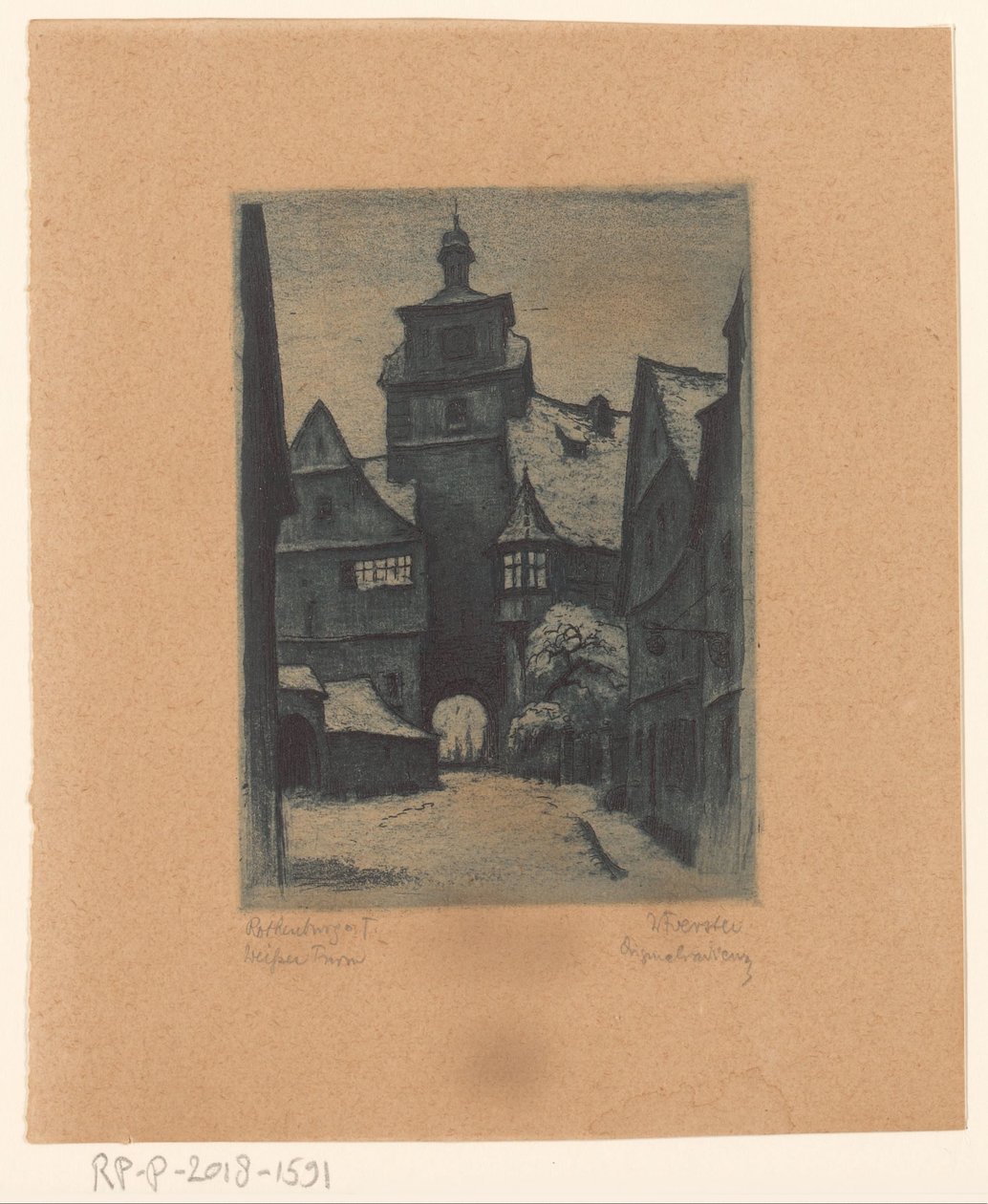 منظر لـ Weisserturm ، في روتنبورغ أوب دير تاوبر روتنبورغ أو. T. Weisserturm (العنوان على الكائن) بواسطة ويلي فويرستر (توقيع الفنان)