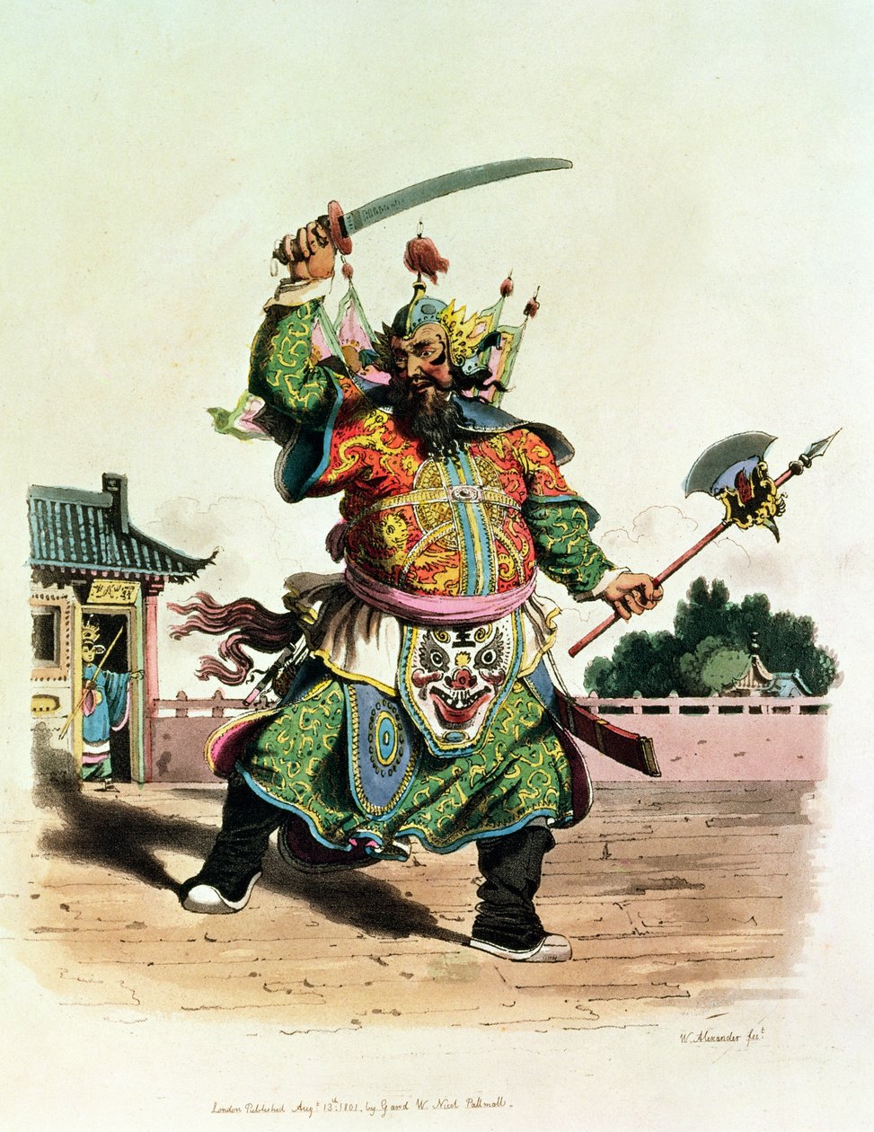 كوميدي صيني ، رسم توضيحي من "زي الصين" ، 1805 بواسطة وليام الكسندر