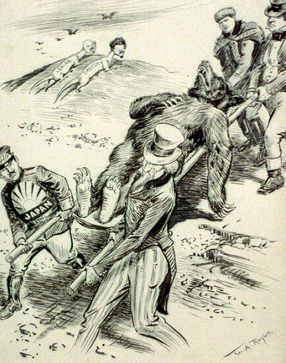 قضية مستشفى ، رسوم متحركة مناهضة للشيوعية ، تم نشرها خلال الرعب الأحمر ، 1918 بواسطة وليام ألين بعد روجرز