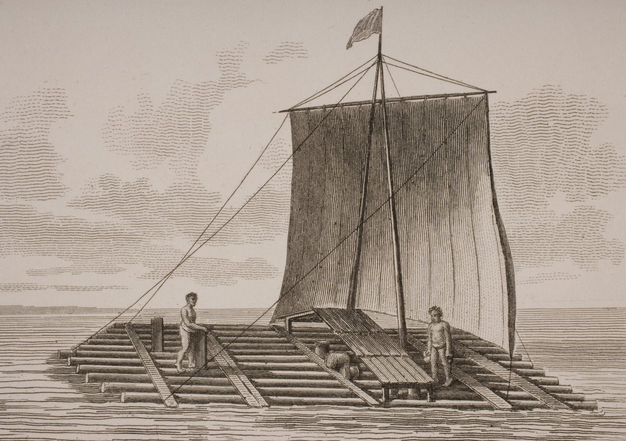 طوف خشب بولسا من أمريكا الجنوبية ، نقش عليه توماس ميلتون (1743-1827) 1820 بواسطة وليام أندرسون