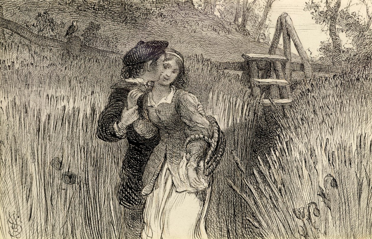 Comin &39;Through the Rye، 1870 (قلم وحبر على ورق) بواسطة وليام بيل سكوت