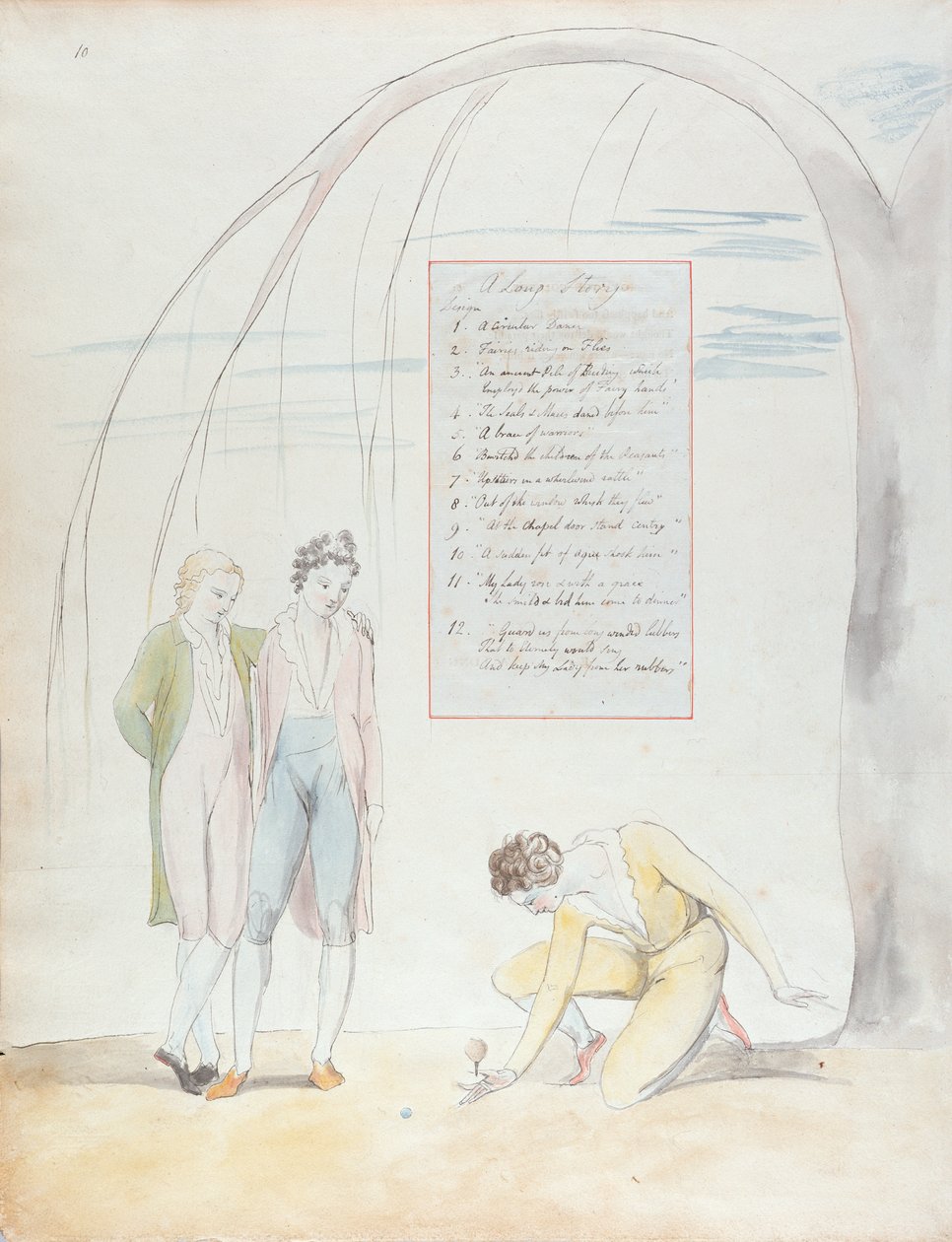 "قصة طويلة" ، التصميم 22 لـ "قصائد توماس غراي" ، 1797-98 (مرحاض بالقلم والحبر الأسود) (انظر 285541 عن المستقيم) بواسطة وليام بليك