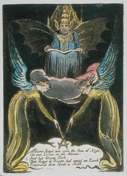 ارتفع Albions Angel ... ، اللوحة 12 من أوروبا. بروفيسي ، 1794 (النقش البارز بالمرحاض والزيت على الورق) بواسطة وليام بليك