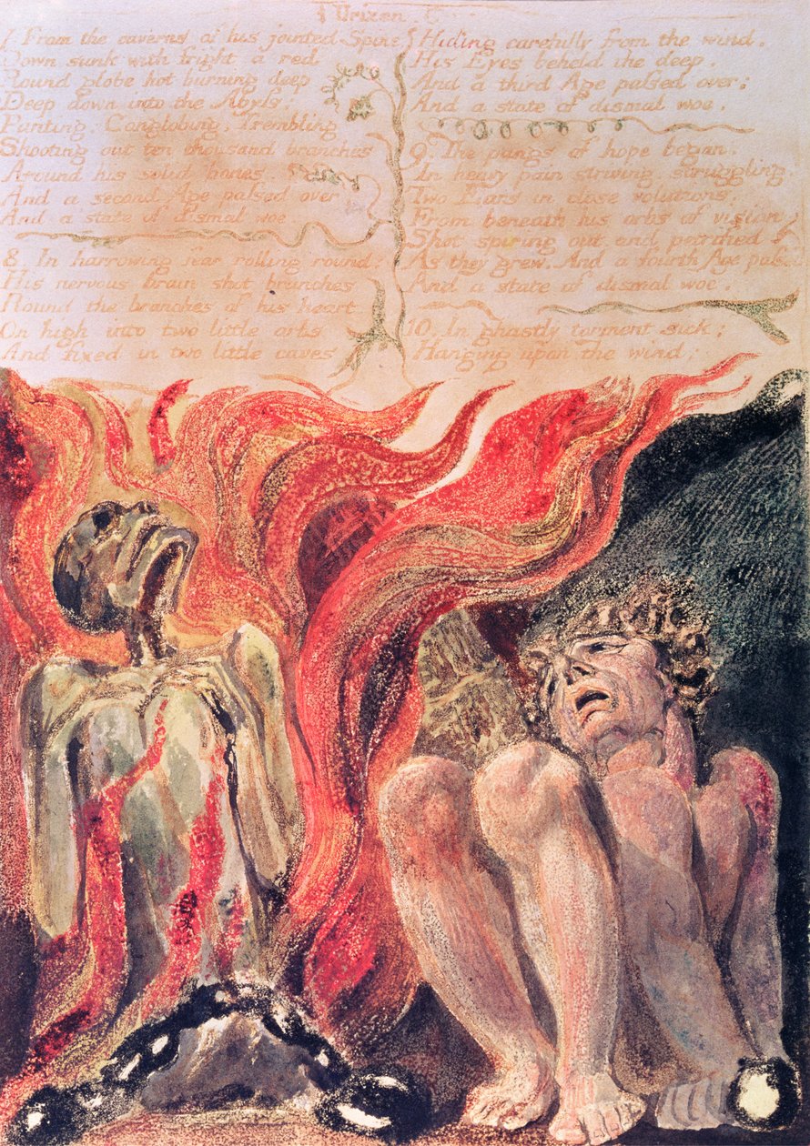 كتاب Urizen. من كهوف العمود الفقري المشترك ، 1794 (حفر منقوش ملون) بواسطة وليام بليك