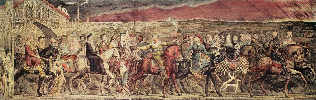 الحجاج كانتربيري تشوسر ، محفورة وحانة. للفنان ، 1810 بواسطة وليام بليك