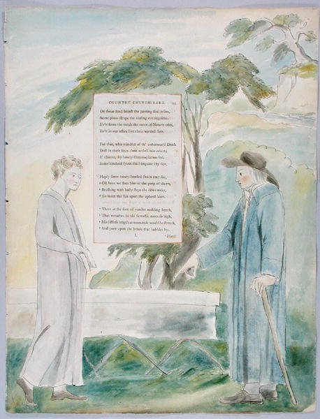 Elegy مكتوبة في Country Church-Yard ، تصميم 113 من قصائد توماس غراي ، 1797-98 (مرحاض بالقلم والحبر على الورق) بواسطة وليام بليك