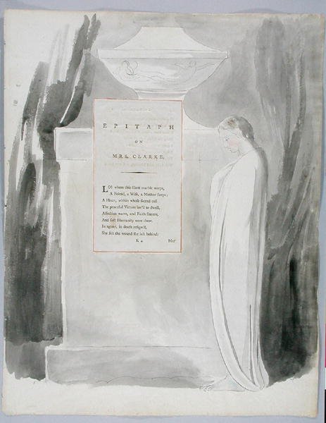 مرثية عن السيدة كلارك ، التصميم 103 من قصائد توماس غراي ، 1797-98 (مرحاض بالقلم والحبر على الورق) بواسطة وليام بليك
