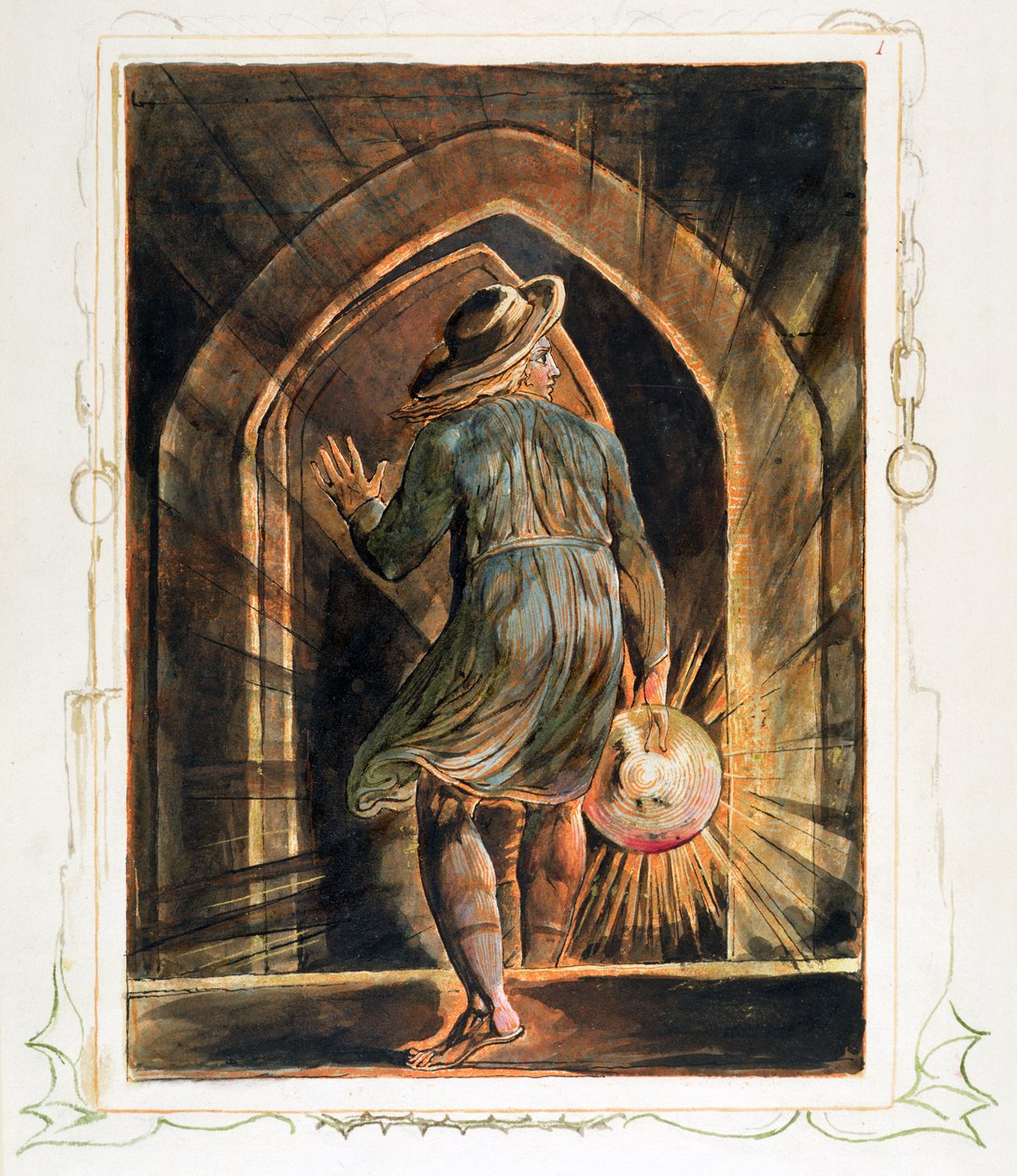 صورة من الواجهة الأمامية لـ "القدس" (Bentley Copy E) 1804-20 (النقش بالقلم والمرحاض والذهب على الورق) بواسطة وليام بليك