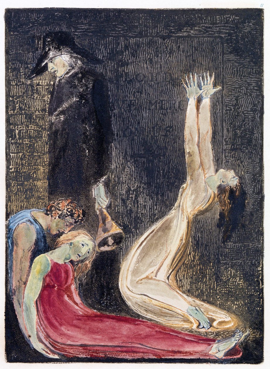 رسم توضيحي من "أوروبا: نبوءة" ، لامبيث ، 1794 (حبر ومرح على ورق) بواسطة وليام بليك