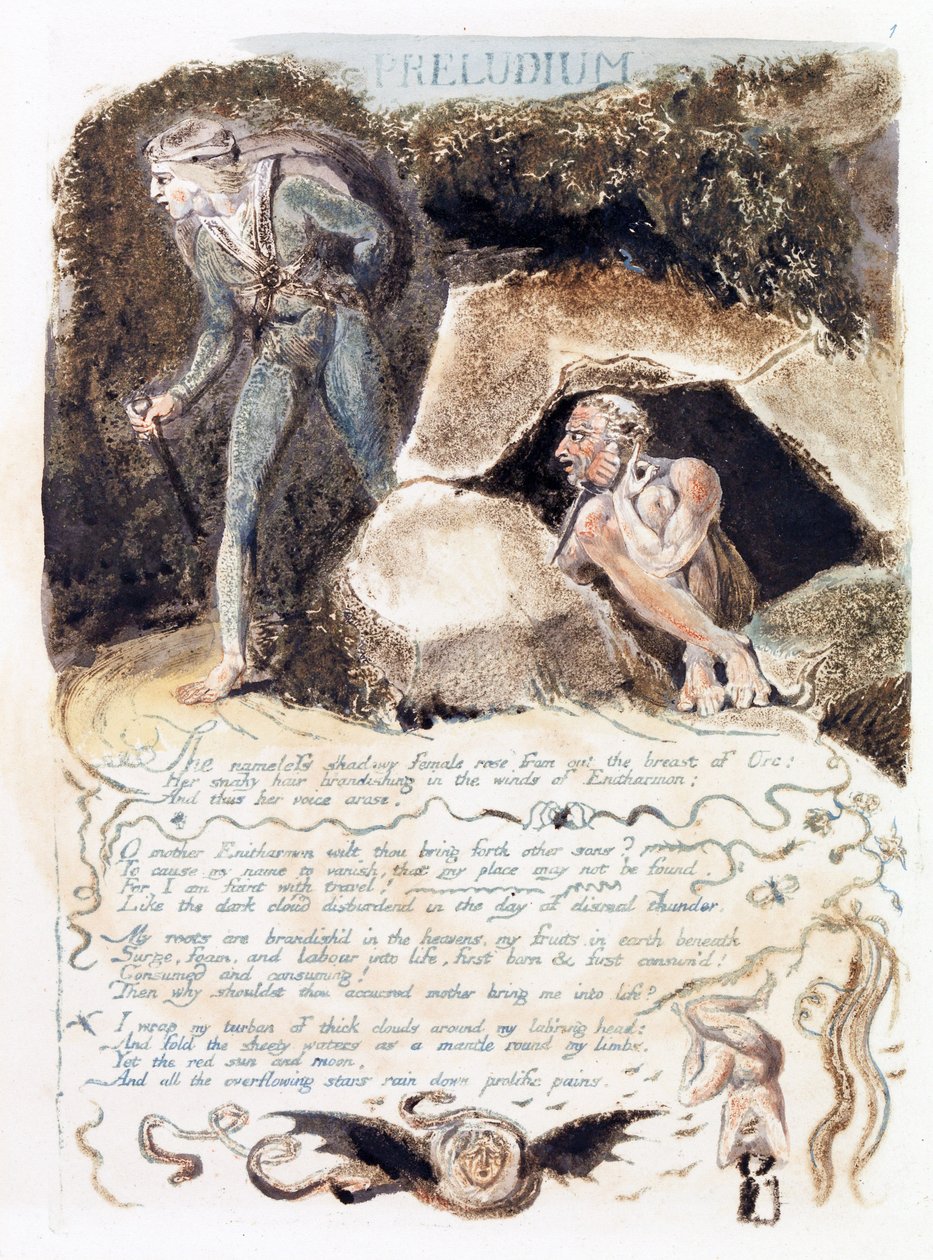 رسم توضيحي من "أوروبا: نبوءة" ، لامبيث ، 1794 (حبر ومرح على ورق) بواسطة وليام بليك