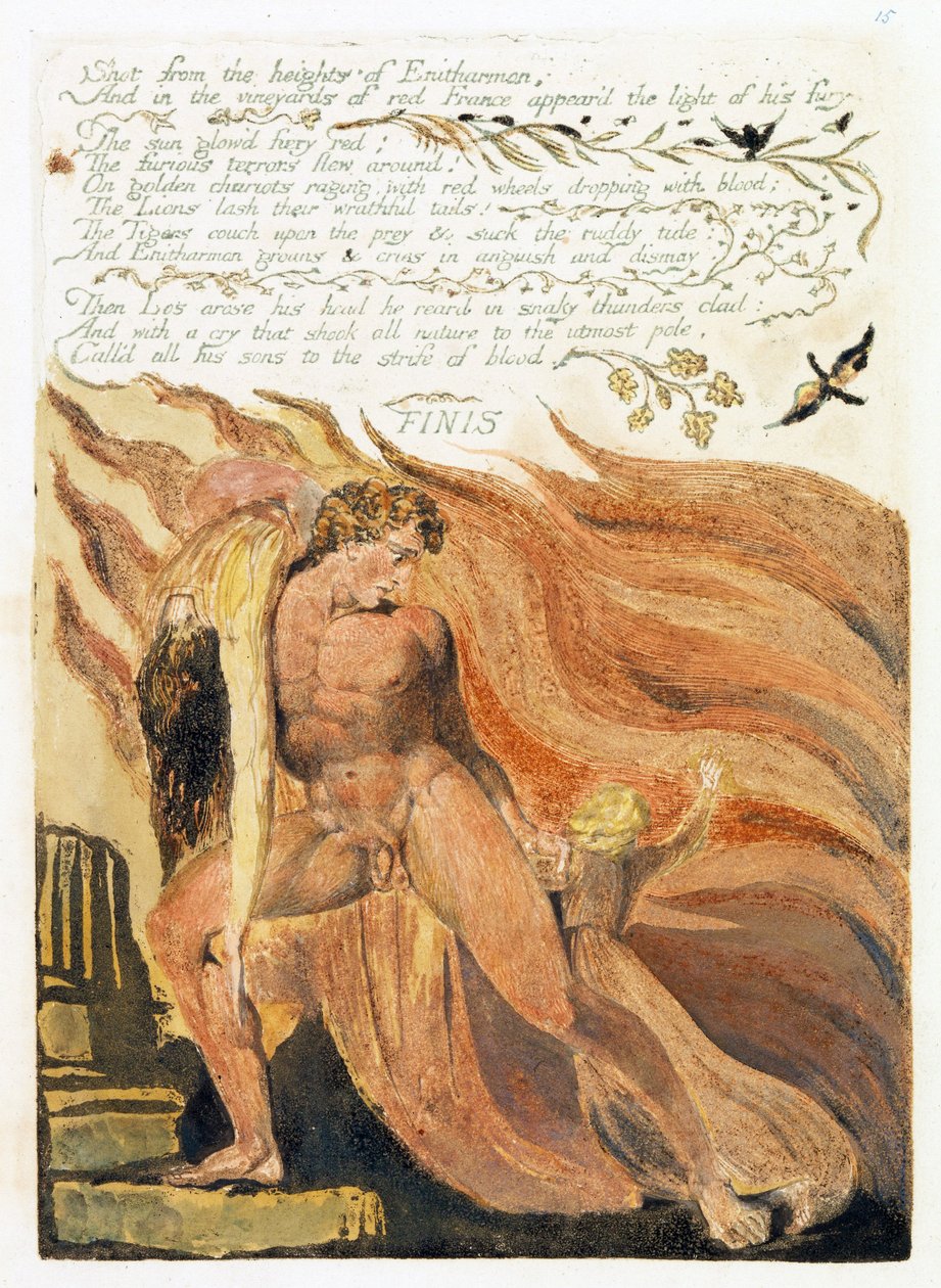 رسم توضيحي من "أوروبا: نبوءة" ، لامبيث ، 1794 (حبر ومرح على ورق) بواسطة وليام بليك