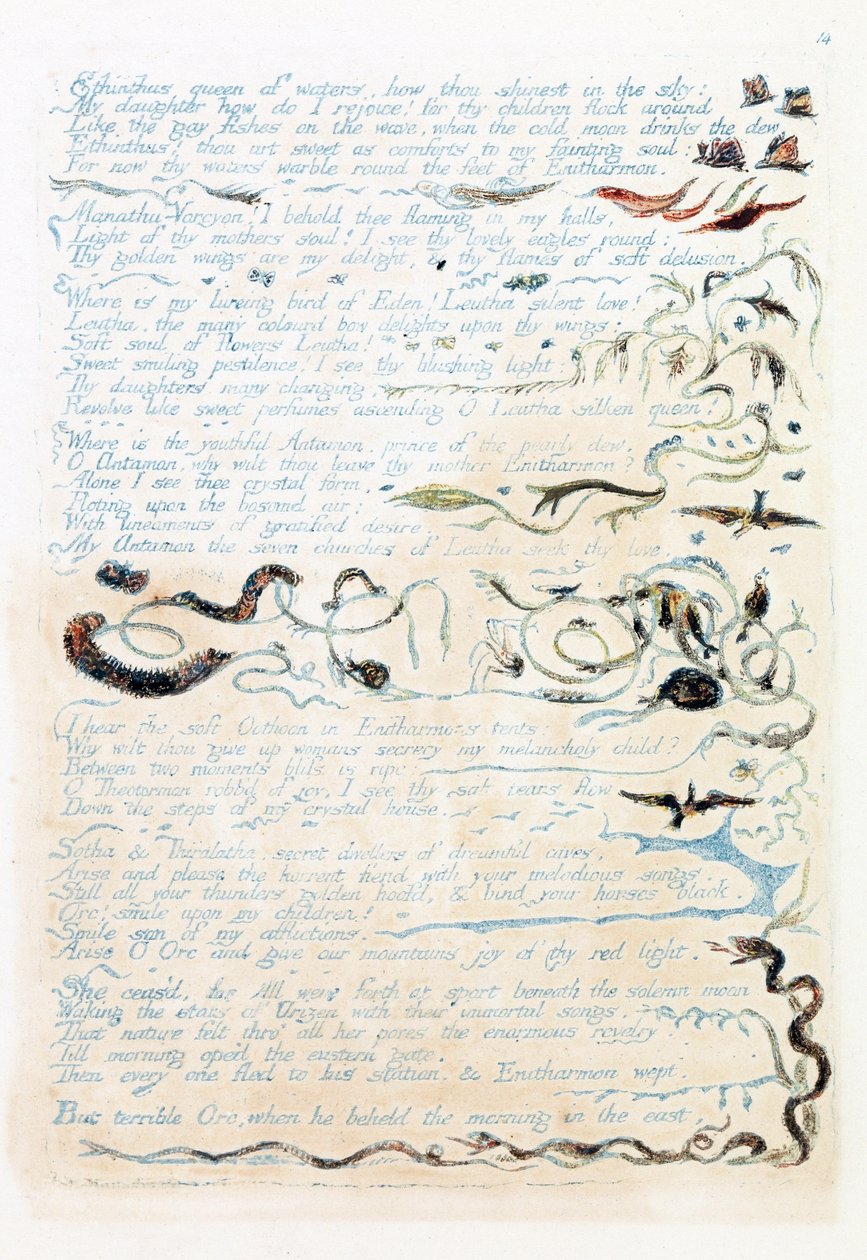 رسم توضيحي من "أوروبا: نبوءة" ، لامبيث ، 1794 (حبر ومرح على ورق) بواسطة وليام بليك