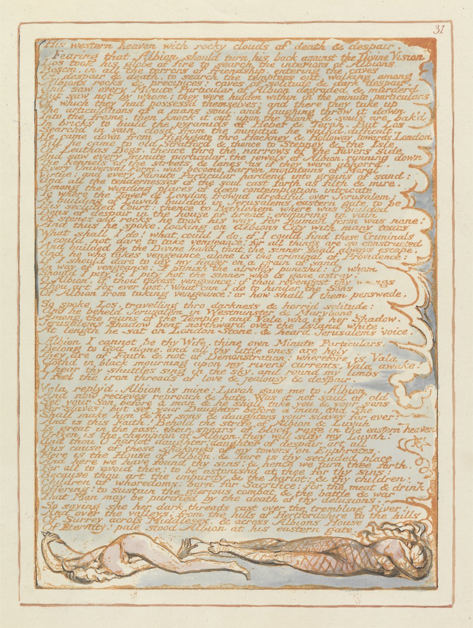 القدس جنته الغربية ... ، ص 31 ، من القدس انحلال البيون العملاق بقلم ويليام بليك (1757-1827) ، 1804-1820 (نقش بارز بالقلم والمرحاض على الورق) بواسطة وليام بليك