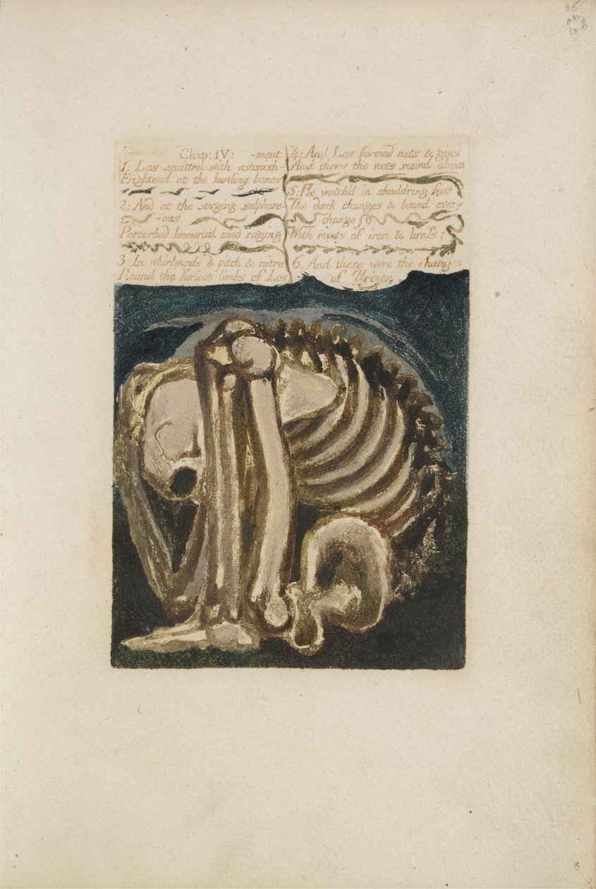 لوس مغرمًا بالدهشة ... ، اللوحة 12 من الكتاب الأول لأوريزين ، 1794 (نقش بارز مطبوع بالألوان بالحبر ومرحاض) بواسطة وليام بليك