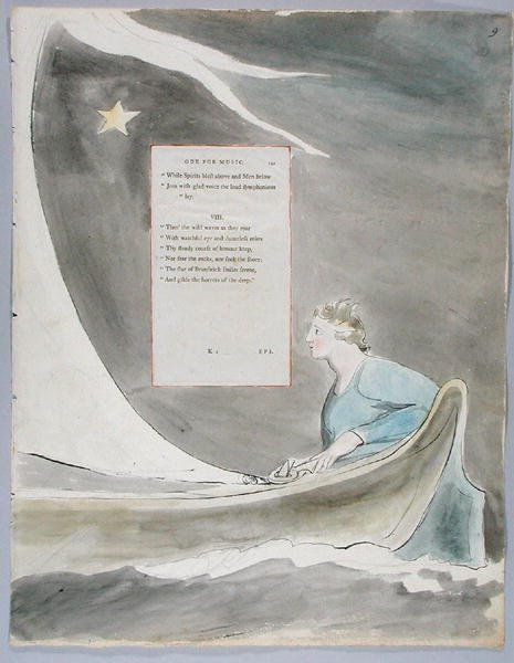 قصيدة للموسيقى ، تصميم 101 لقصائد توماس غراي ، 1797-98 (مرحاض مع قلم وحبر على ورق) بواسطة وليام بليك