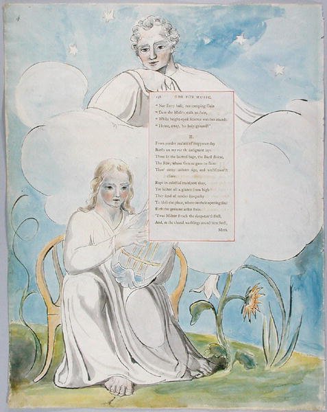 قصيدة للموسيقى ، تصميم 96 من The Poems of Thomas Gray ، 1797-98 (مرحاض مع قلم وحبر على ورق) بواسطة وليام بليك