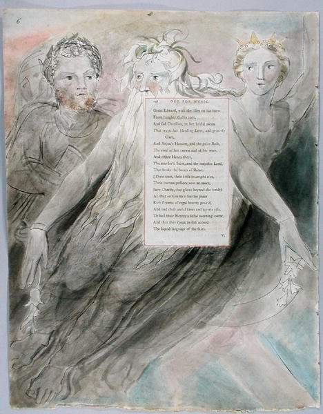 قصيدة للموسيقى ، تصميم 98 من قصائد توماس غراي ، 1797-98 (مرحاض مع قلم وحبر على ورق) بواسطة وليام بليك