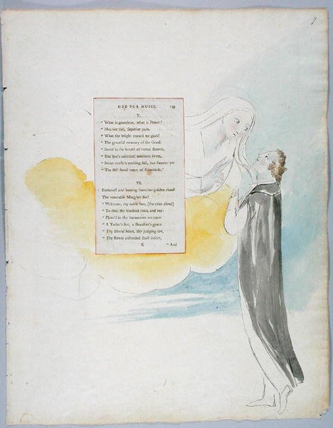 قصيدة للموسيقى ، تصميم 99 من قصائد توماس غراي ، 1797-98 (مرحاض مع قلم وحبر على ورق) بواسطة وليام بليك
