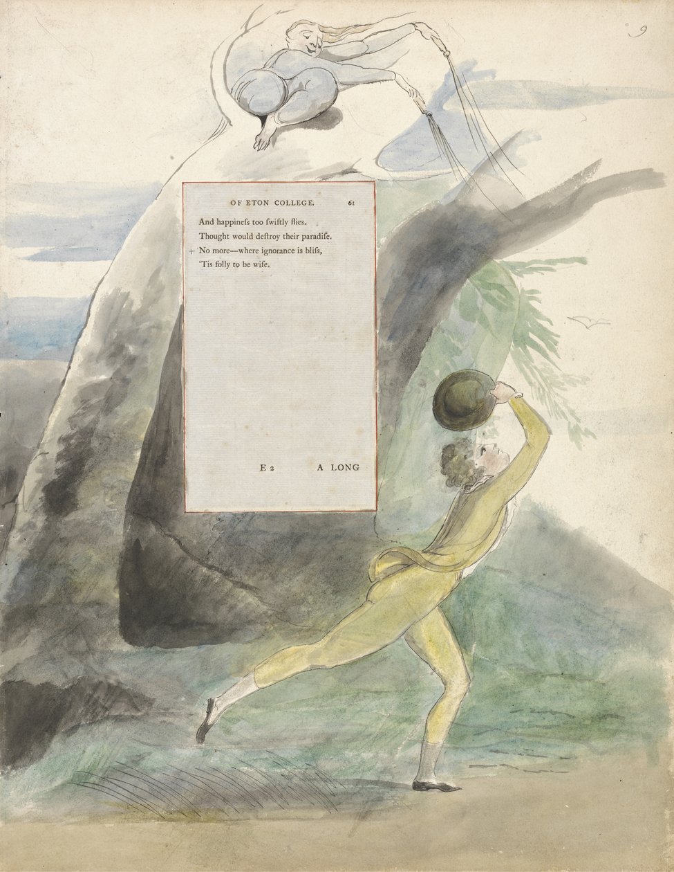 قصيدة على آفاق بعيدة من كلية إيتون ، تصميم 21 لقصائد توماس غراي ، 1797-98 (مرحاض بالقلم والحبر الأسود) (انظر 285542 في المقابل) بواسطة وليام بليك