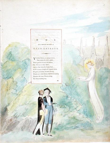 قصيدة عن منظور بعيد من كلية إيتون ، من قصائد توماس غراي ، نشرت في 1797-98 (مرحاض وحبر أسود على ورق) بواسطة وليام بليك