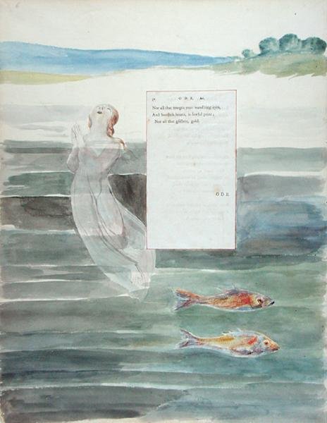 قصيدة عن وفاة قطة مفضلة ، من قصائد توماس غراي ، نشرت 1797-98 (مرحاض وحبر أسود على ورق) بواسطة وليام بليك