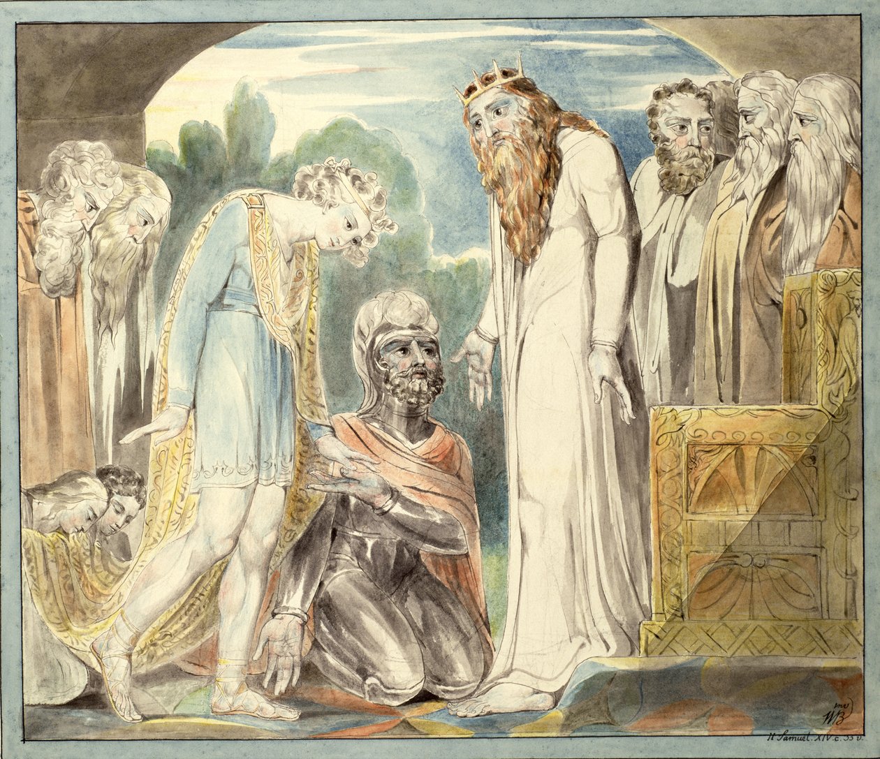 العفو عن أبشالوم ، c.1800-1803 (قلم ومرحاض على رصاص أسود على ورق) بواسطة وليام بليك