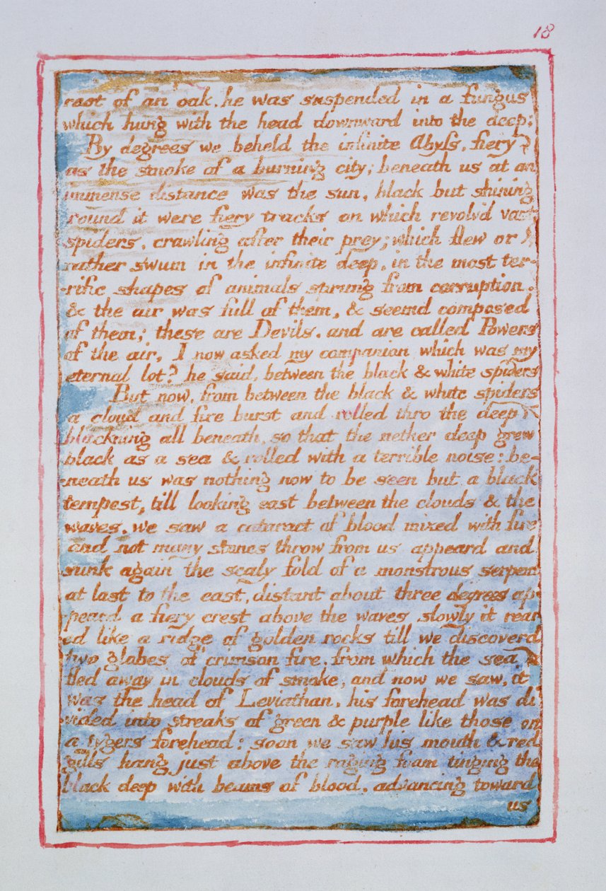 جذر بلوط ، تم تعليقه في فطر ... ، نص من The Girl of Heaven and Hell ، c.1790-3 (نقش بارز في القلم والمرحاض) بواسطة وليام بليك